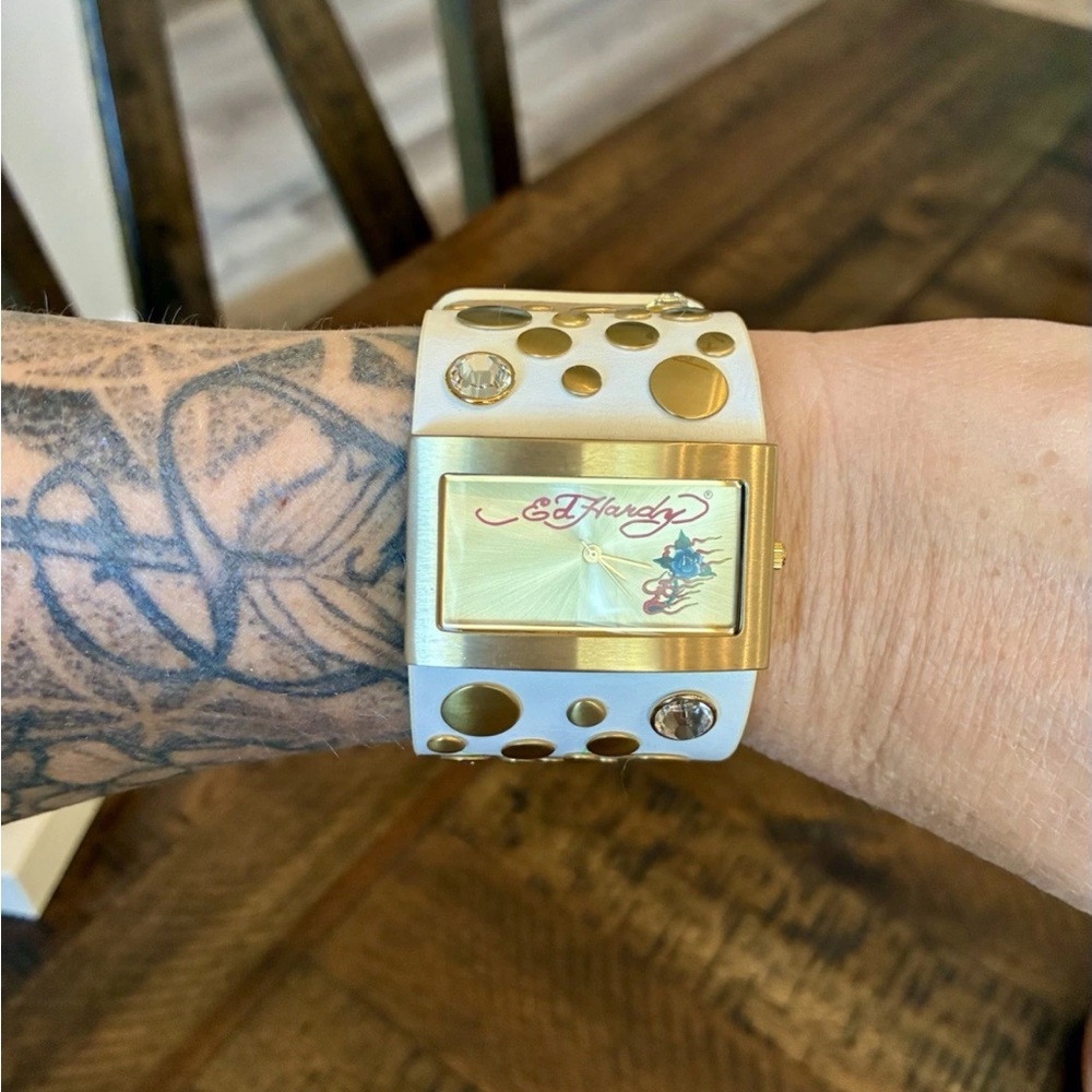 Ed Hardy Gold and White Smartwatch
